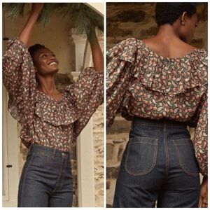 Doen Cielito Top Teal Canterbury Paisley Size Small​